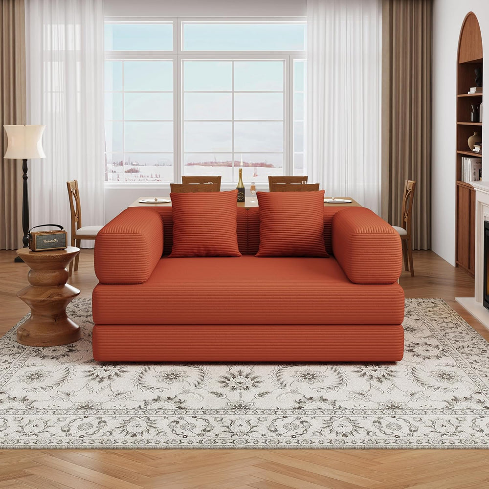 BSHOMGI Convertible Sofa Bed, 2 Seater Corduroy Futon Floor Bed Foldable Slee...