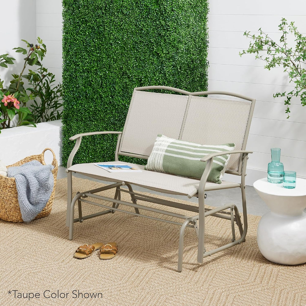 Best Choice Products 2-Person Outdoor Patio Swing Glider Steel Bench Loveseat...