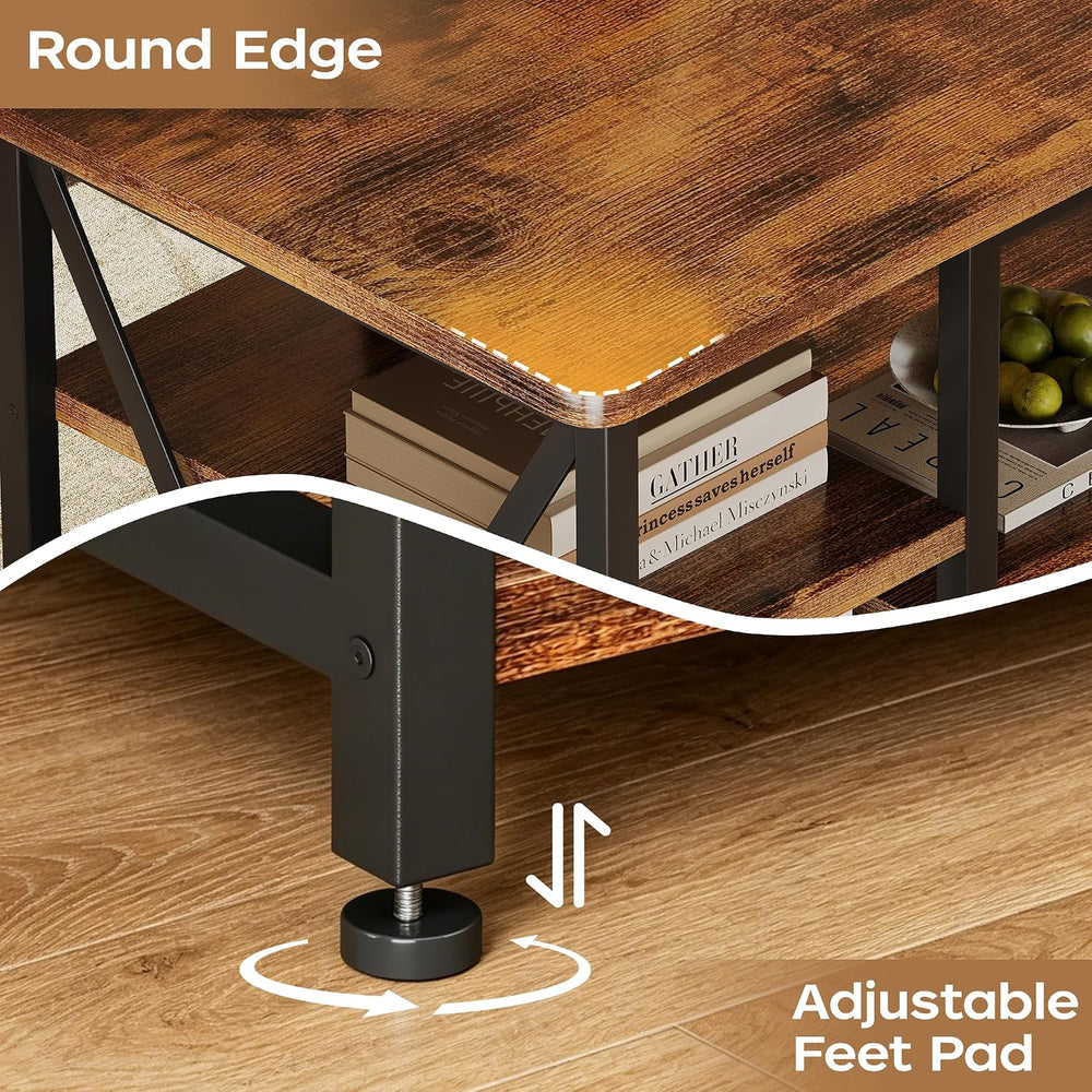 Coffee Table, 39.3" Farmhouse Coffee Table with Sturdy V-Frame Support