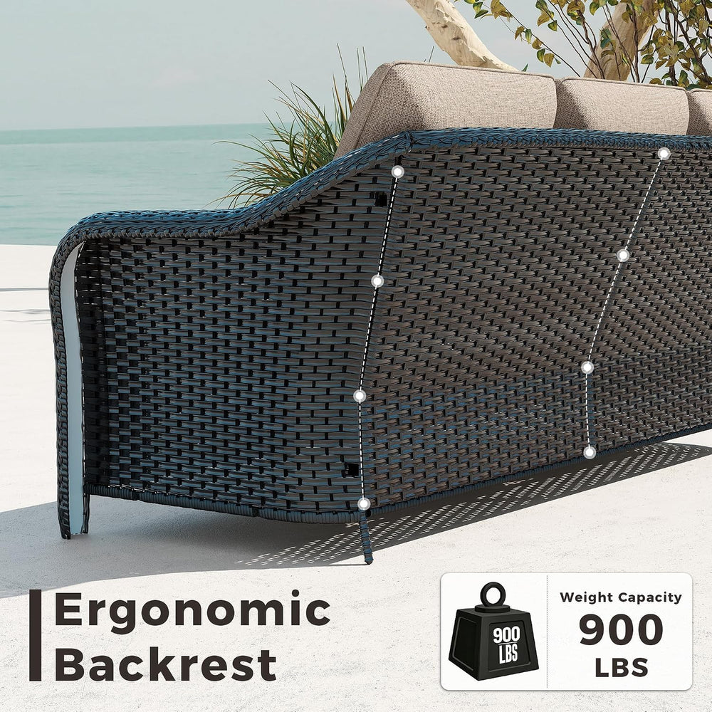 3 Seater Outdoor Patio Couch with Handwoven PE Wicker