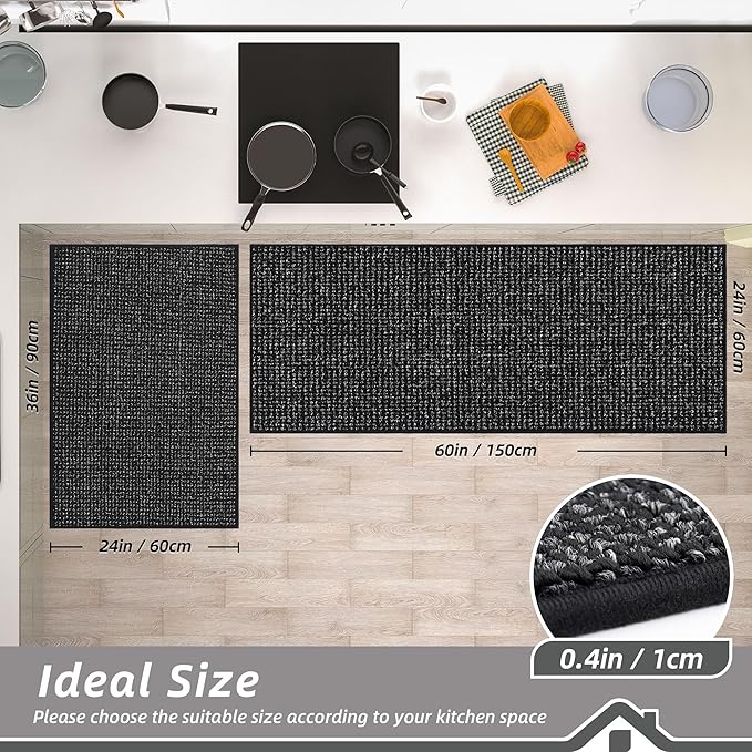 BEQHAUSE Kitchen Rugs and Mats 2PCS, Non-Slip Kitchen Mats