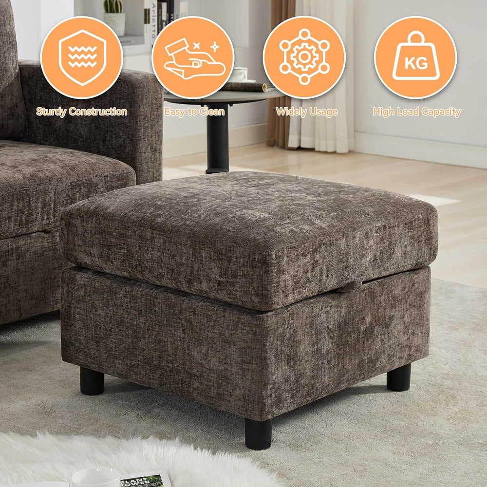 WUTUTUEE 25'' Square Storage Ottoman Module for Modular Sectional Sof...