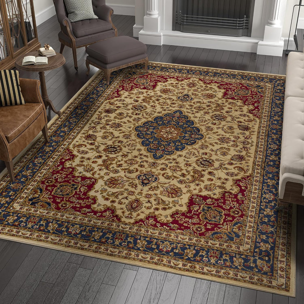 Kirsten Traditional Oriental Ivory Rectangle Area Rug, 8' x 10'