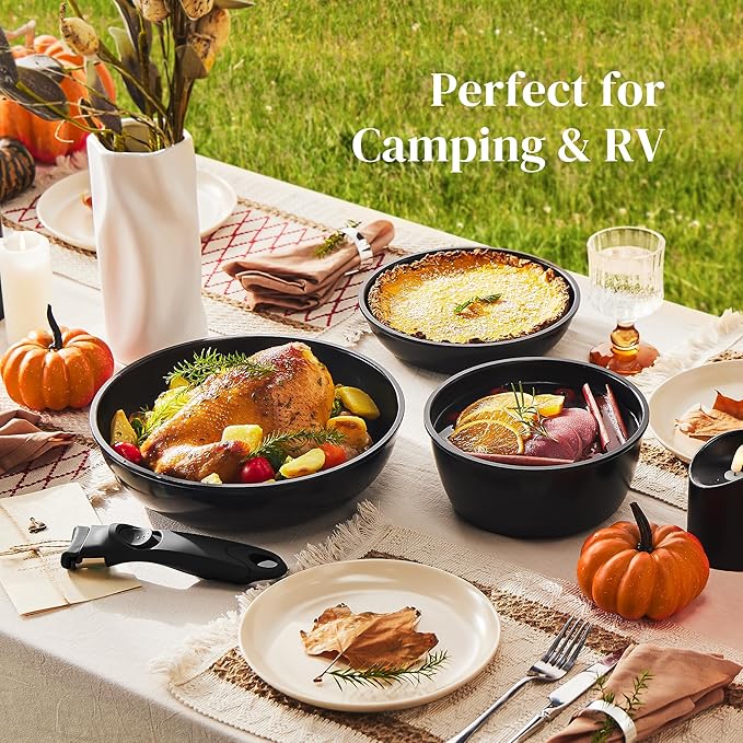 Redchef 16pcs Ceramic Pots and Pans Set Non Stick, Nonstick Kitchen Cookware Set