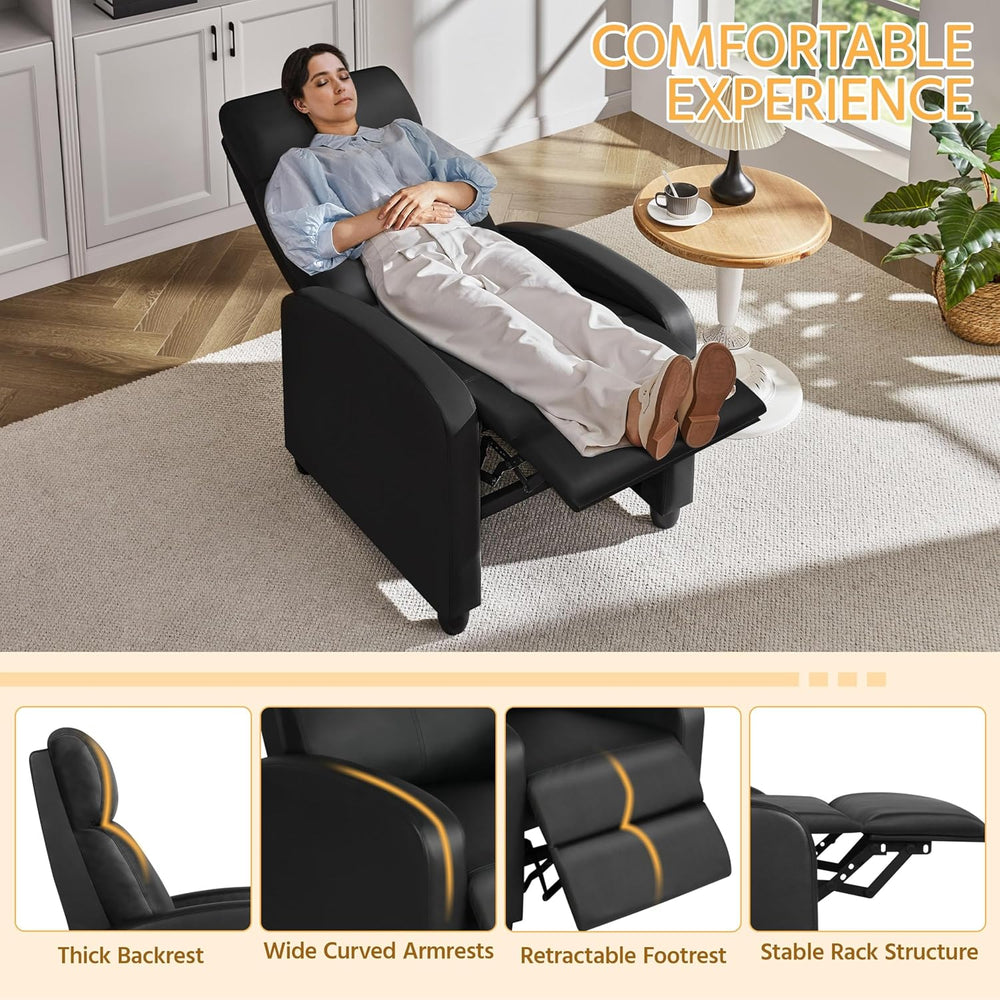 Yaheetech Recliner Chair PU Leather Recliner Sofa Home Theater Seating with L...