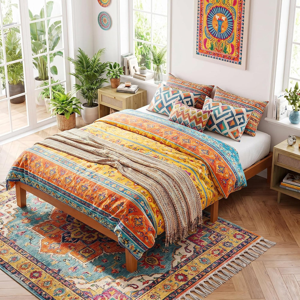 OLIXIS 12 Inch Full Size Bed Frame, Wooden Platform Bed, Underbed Storage
