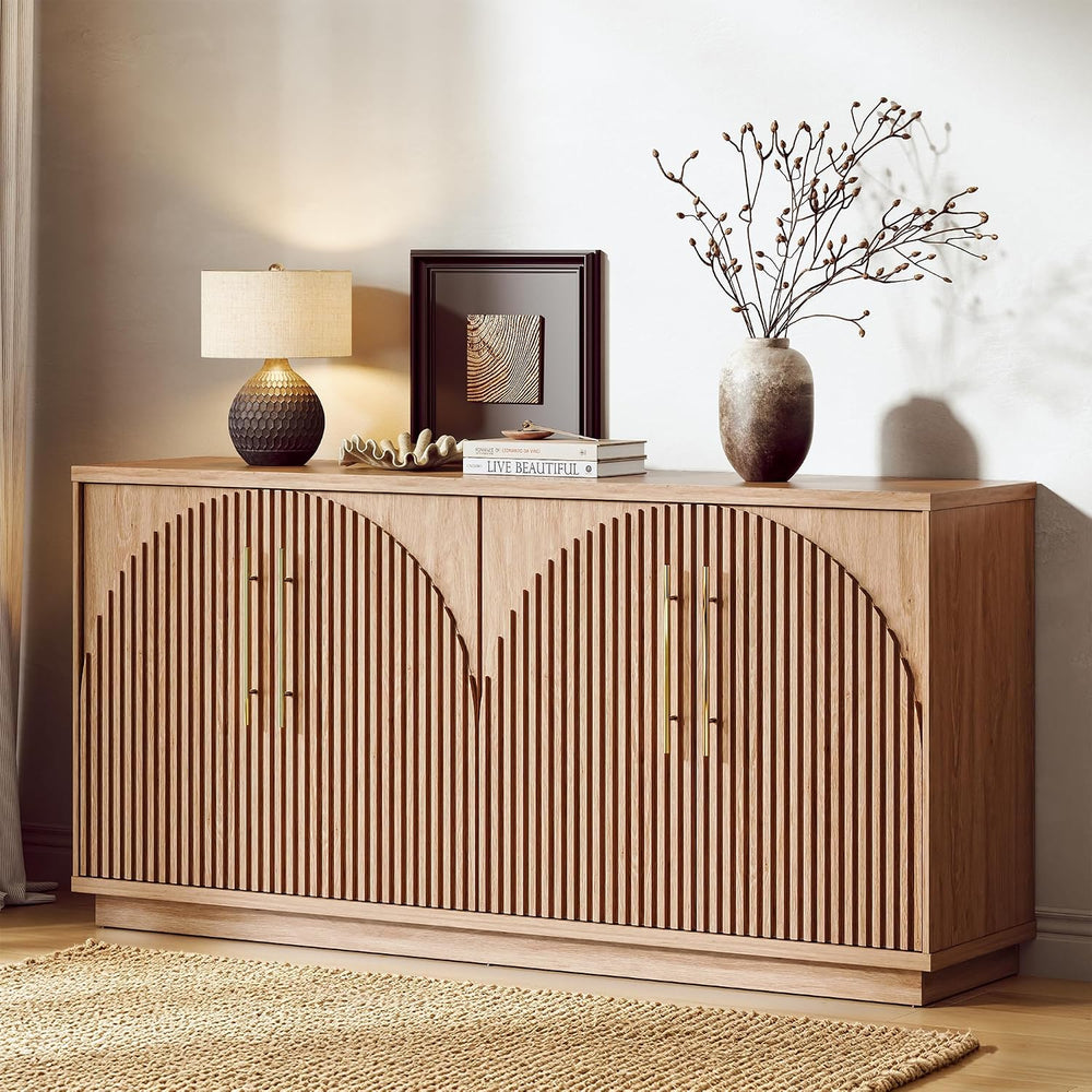 130" Arched Sideboard Buffet Cabinet with Storage, Credenza
