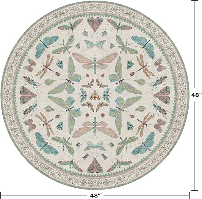 Cream Round Rugs 4ft for Living Room