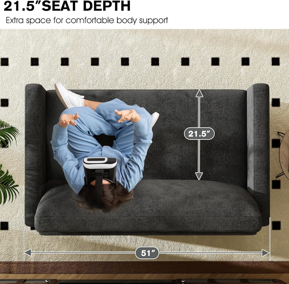 51" Loveseat Sleeper Sofa Bed, Chenille Convertible Floor Sofa Bed for S...