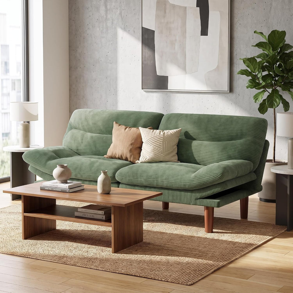 Marsail 66.02" Futon Sofa Bed, Small Convertible Sleeper Couch, Green