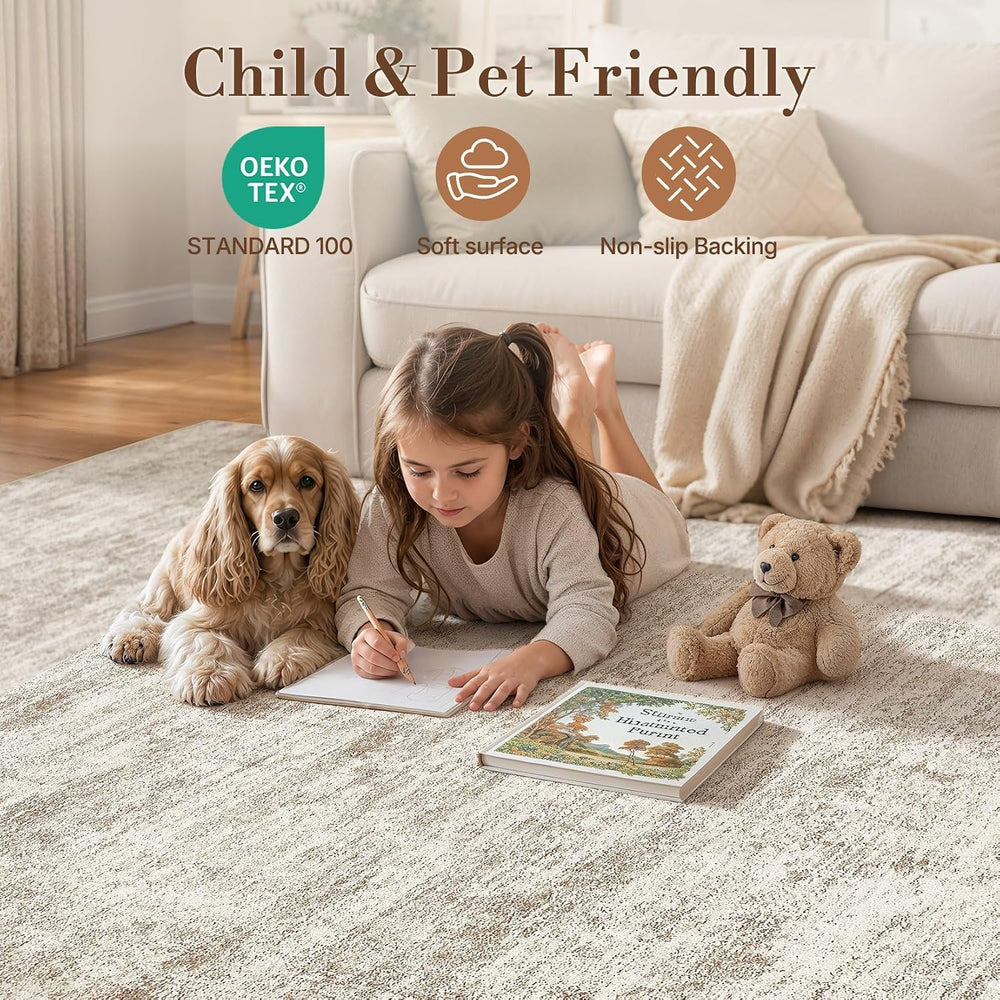 cotiled 10x14 Area Rugs for Living Room Bedroom, Non-Slip Abstract Rug