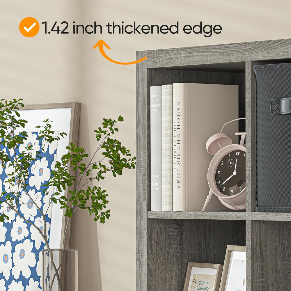 furtble Bookshelf with Storage Bin, 4-Cube Storage Organizer, Modern Wood Ope...