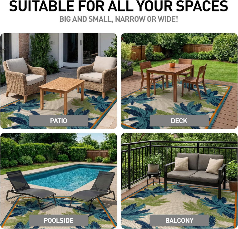 Rugshop Tropical High-Low Textured Indoor Outdoor Rug Multi 4' x 6'