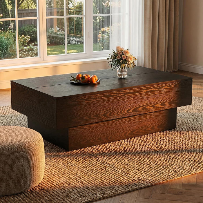 Tribesigns 55" Black Rectangle Coffee Table for Living Room