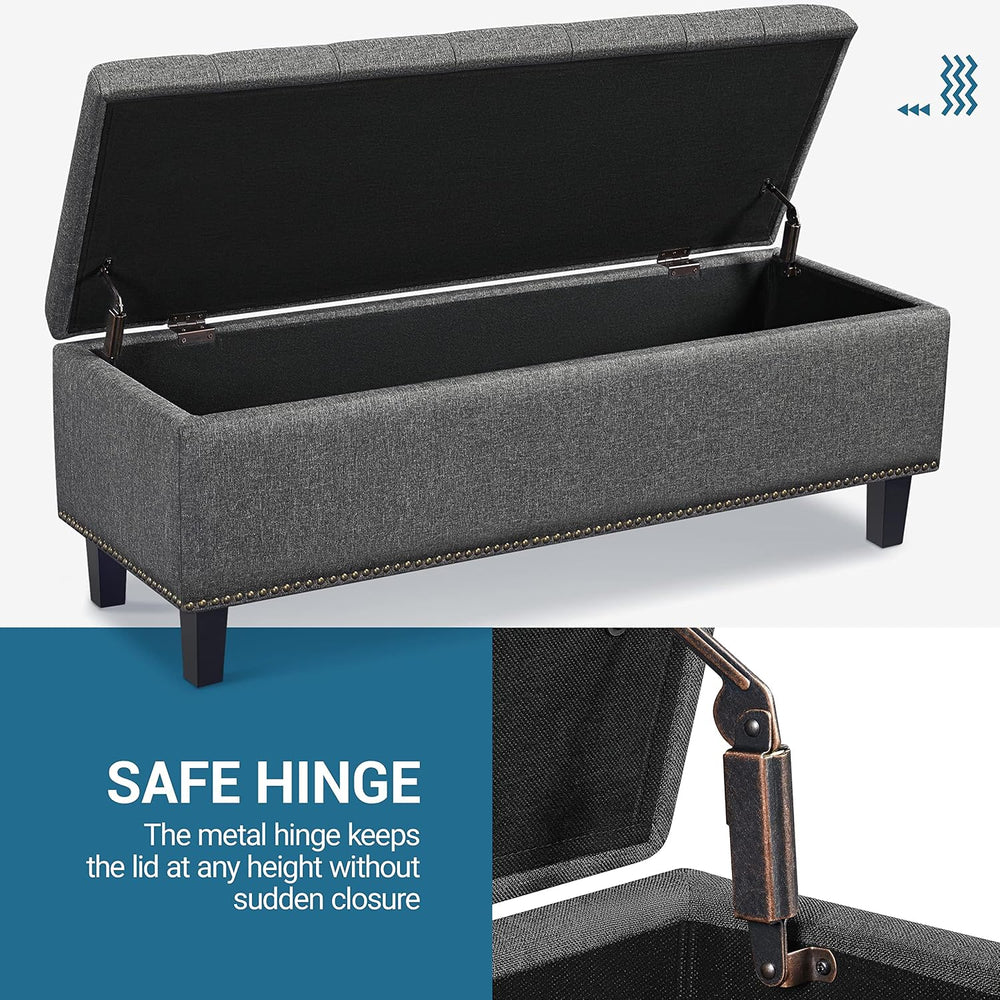 Yaheetech 49in Square Storage Ottoman Coffee Table with Nailhead, Dark Gray |...