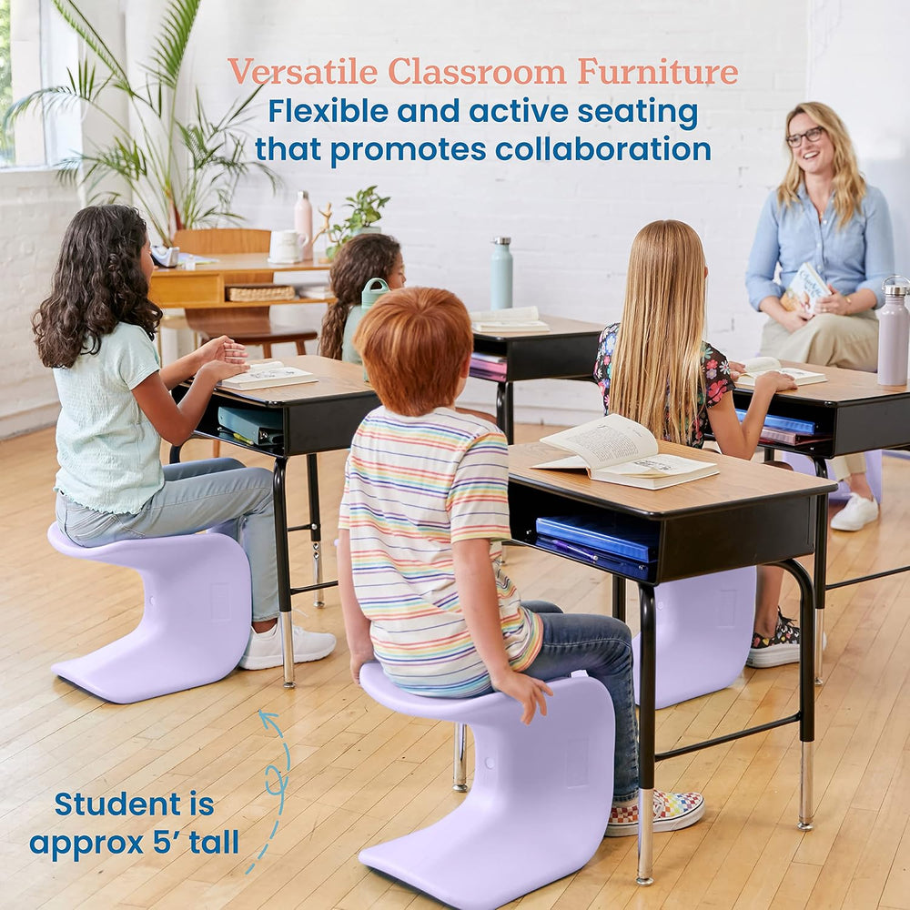 ECR4Kids Wave Seat Perch Stool, 14in - 15.1in Seat Height, Flexible Seating, ...