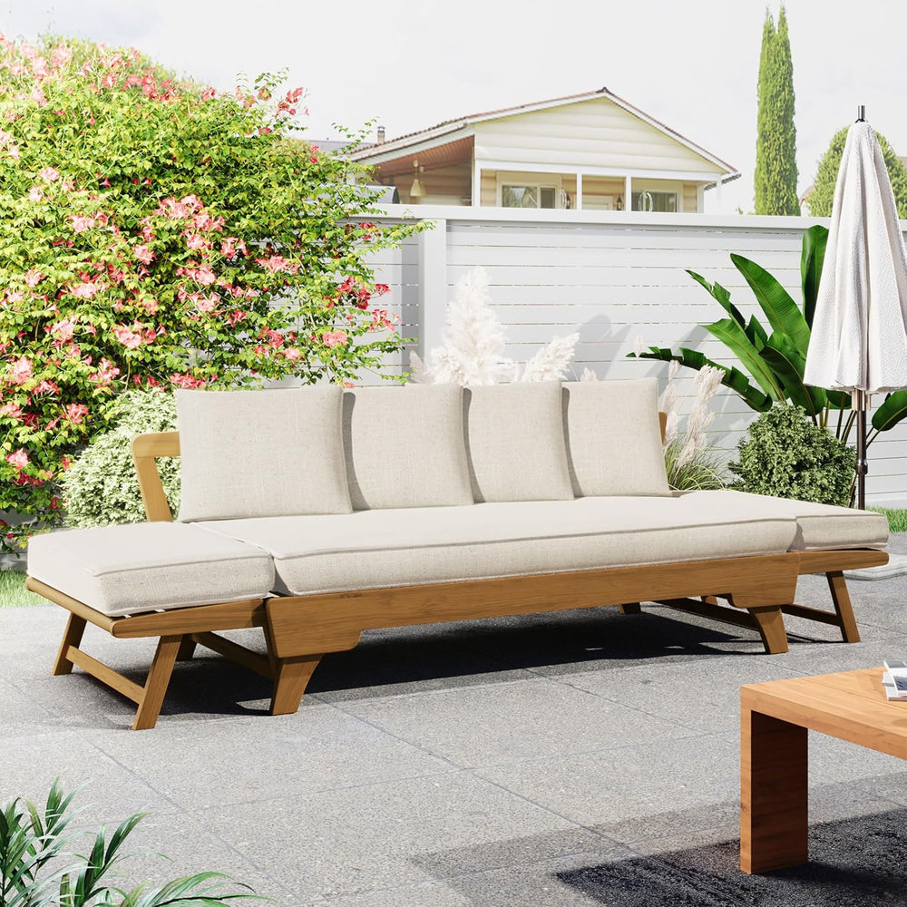 Christopher Knight Home Gary Patio Convertible Couch, Wooden Outdoor Daybed, ...