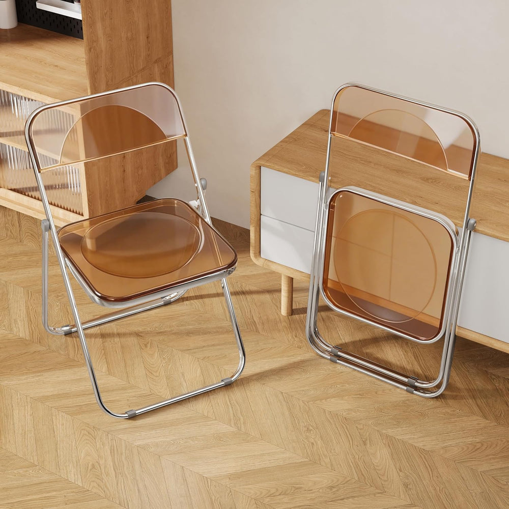 2 Pack Acrylic Folding Chair,Brown
