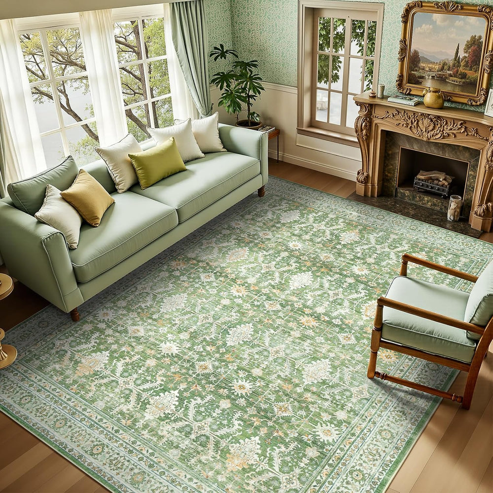 Lofus 6x9 Area Rug for Living Room, Light Green Washable Area Rugs