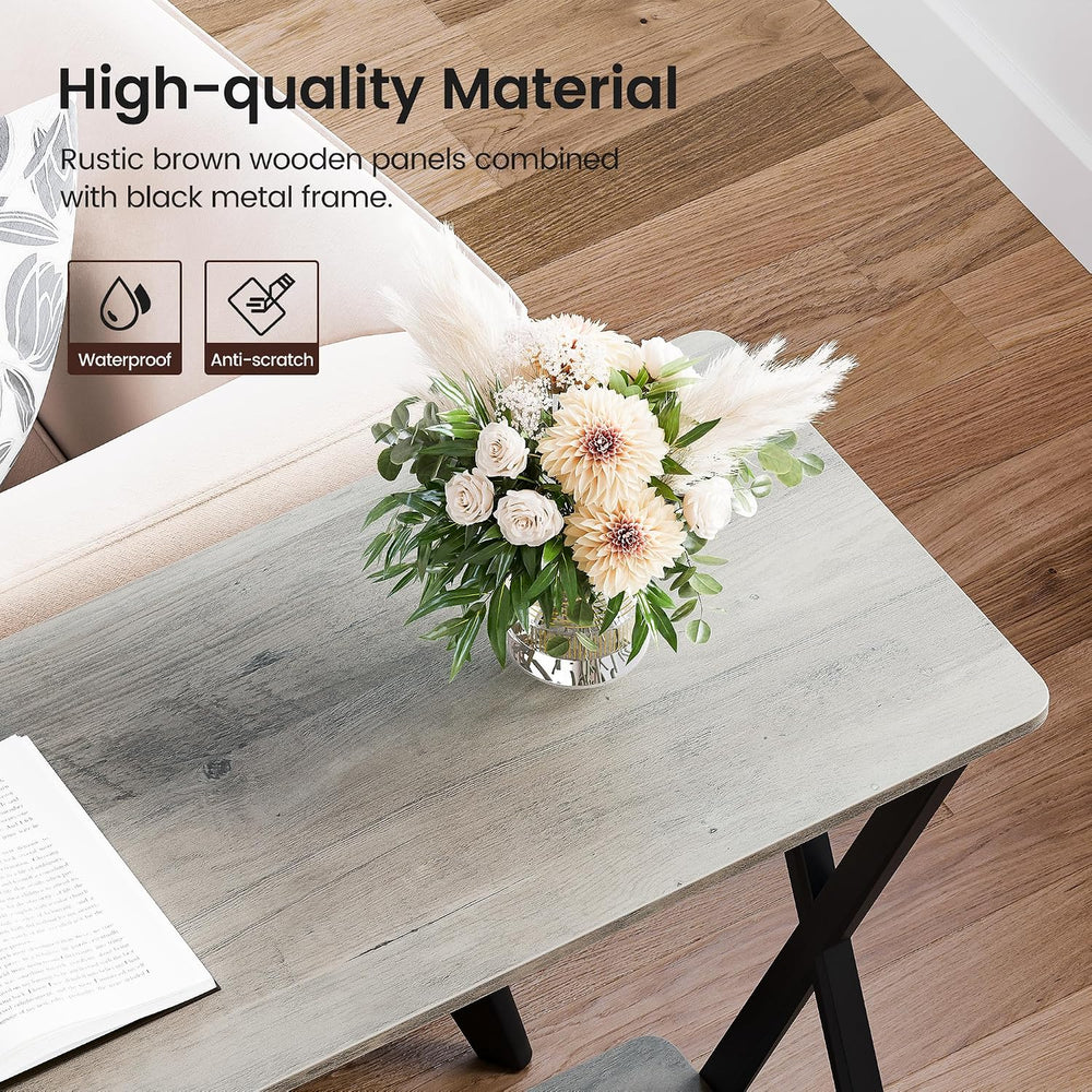 41.3” Narrow Console Table with 2-Tier Open Shelves, Farmhouse Sofa Table for...