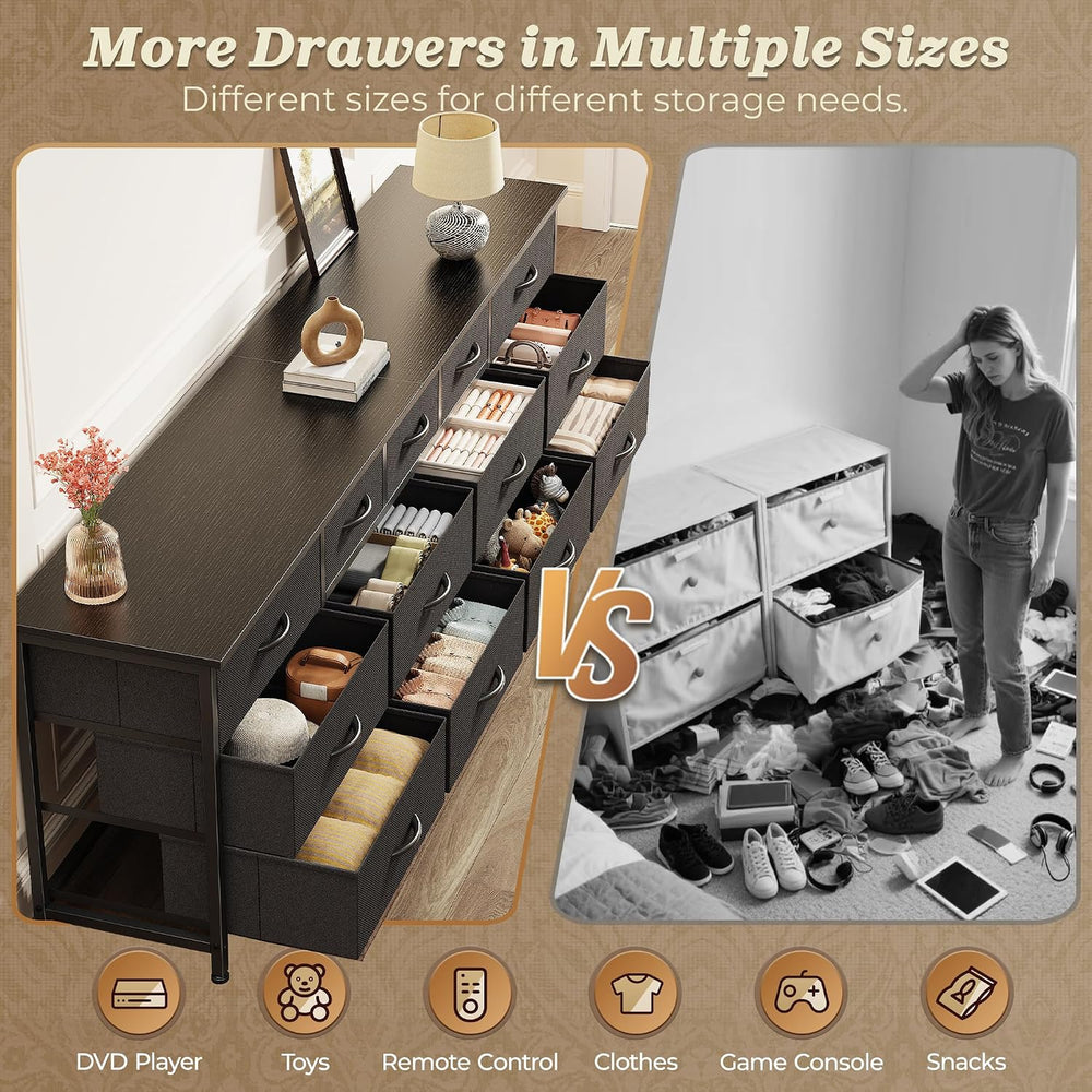 Huuger 70 Inch Long Dresser for Bedroom, TV Stand for 65, 75, 80 Inch TV