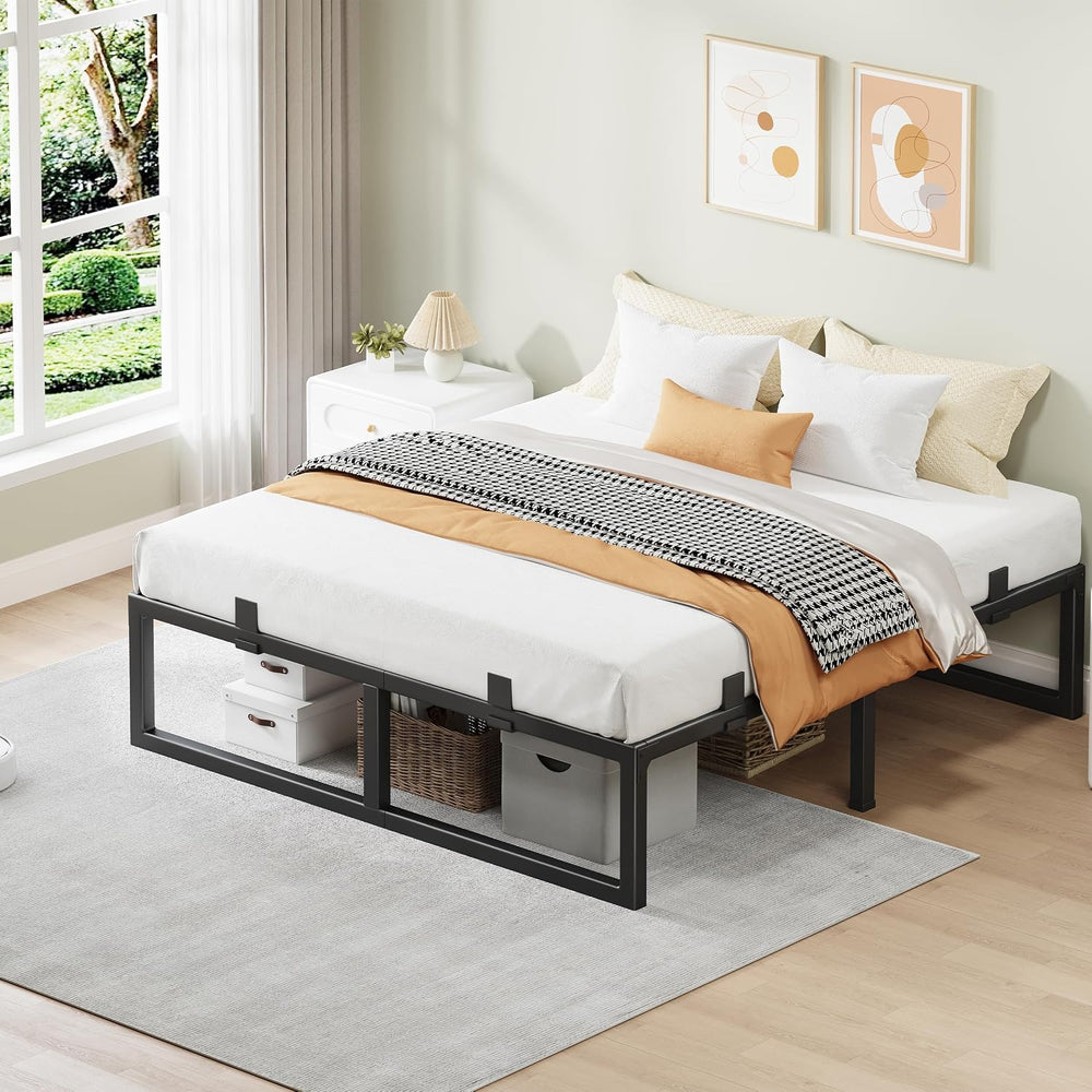 18 Inch Metal King Bed Frame with Steel Support, Noise-Free