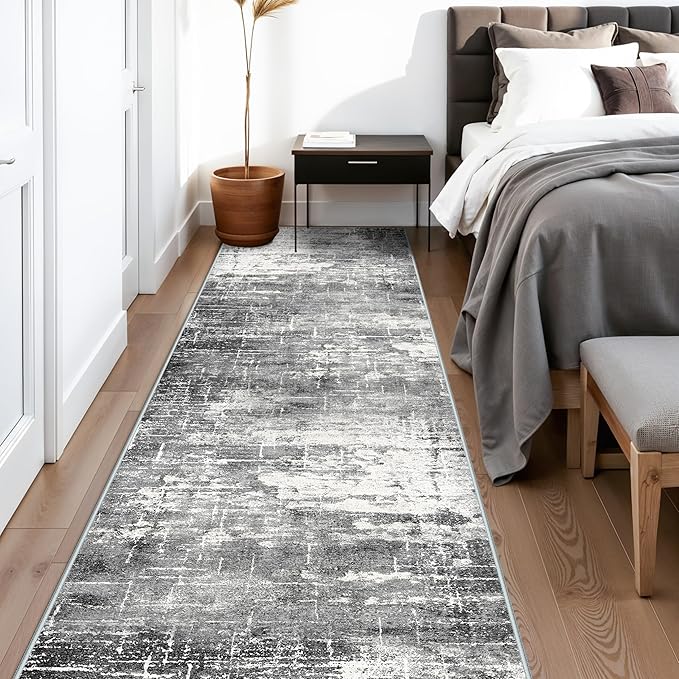 Washable 12ft Kitchen Area Rug: Abstract Entryway Rug Runner Soft Bedroom