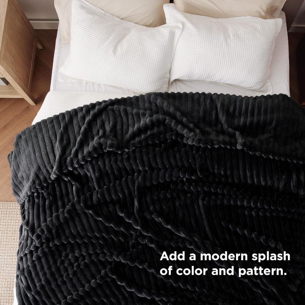 Bedsure Soft Full Size Fleece Blankets for Bed Black 84"x90"
