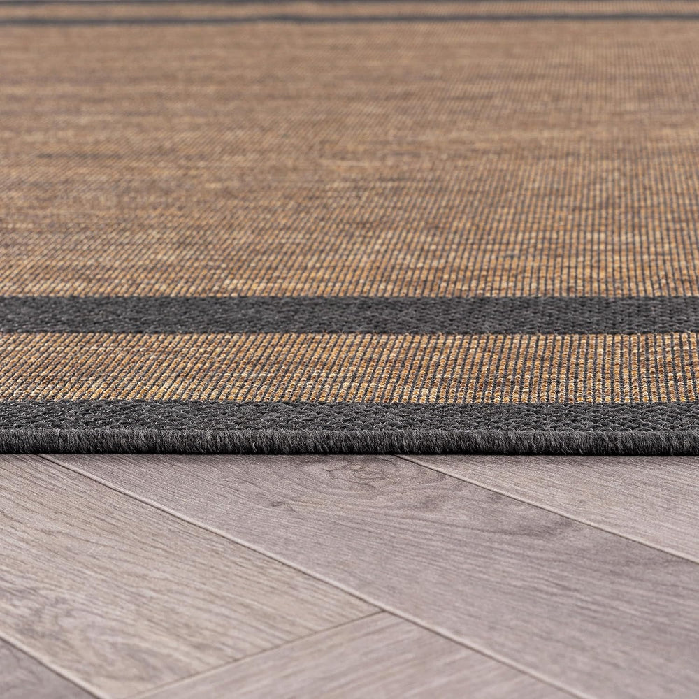 Rugshop Border Jute-Style Indoor Outdoor Area Rug Dark Gray/Natural 2' x ...
