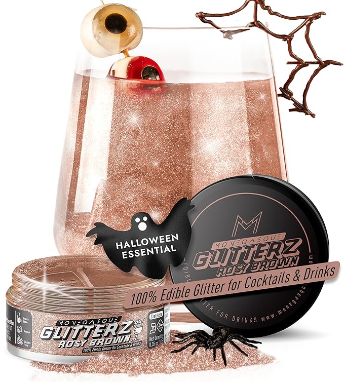 MONÉGASQUE Brown Edible Glitter for Drinks 10g – Halloween Edible Glitter for...