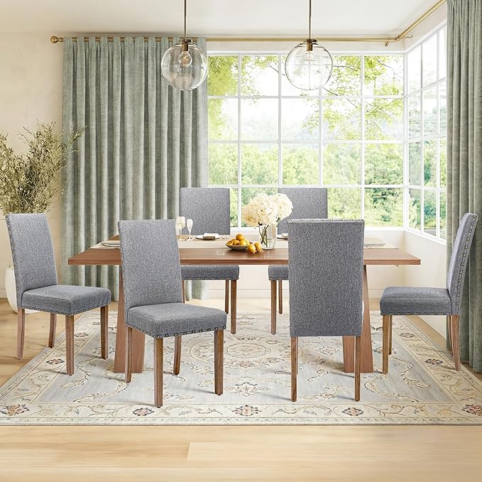 Upholstered Dining Chair Modern Stylish Parsons Kitchen Diner High Back with ...