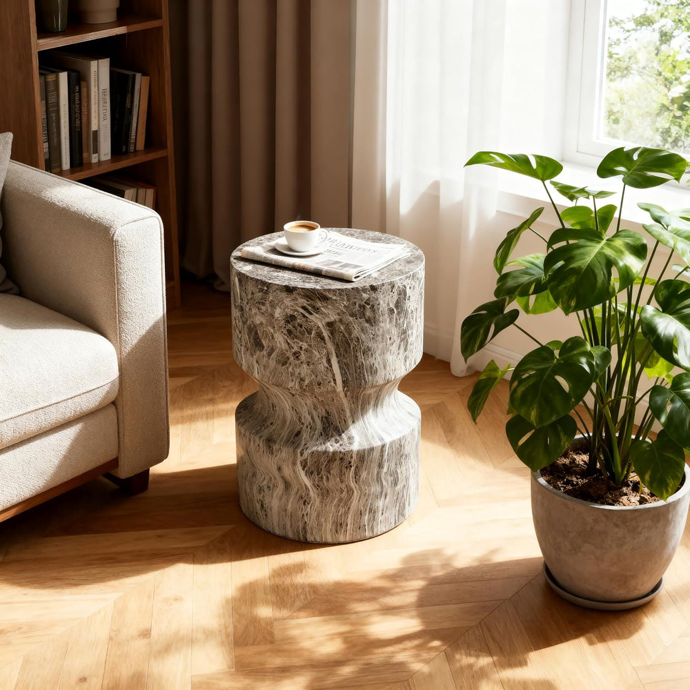 Modern End Table Cylindrical Side Table for Living Room,Farmhouse Nightstand ...