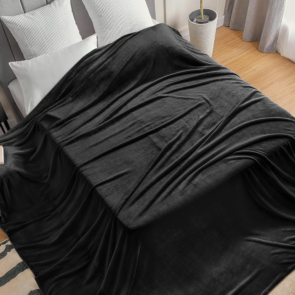 BEDELITE Fleece Blanket Soft Plush Oversized Bed Blanket Black 120"x120&...