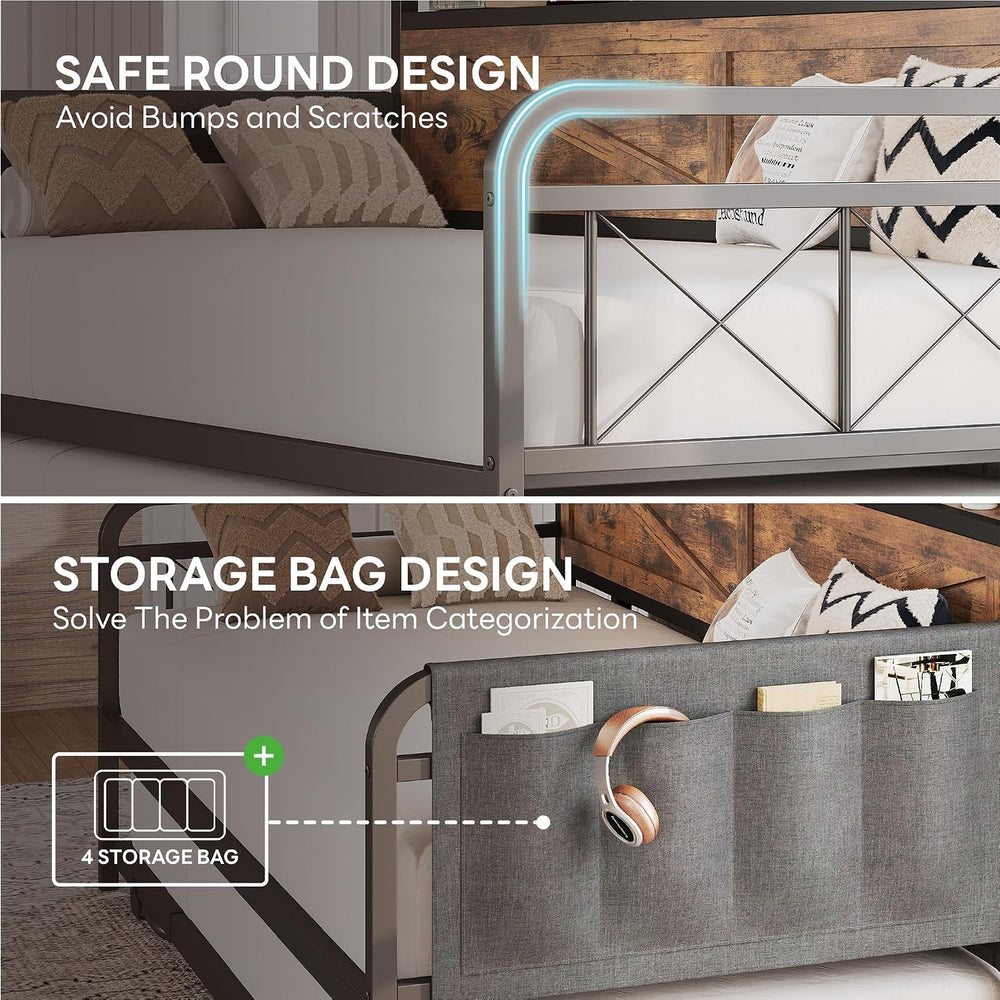 LIKIMIO Twin Daybed with Pop Up Trundle & Charging Station & Storage ...