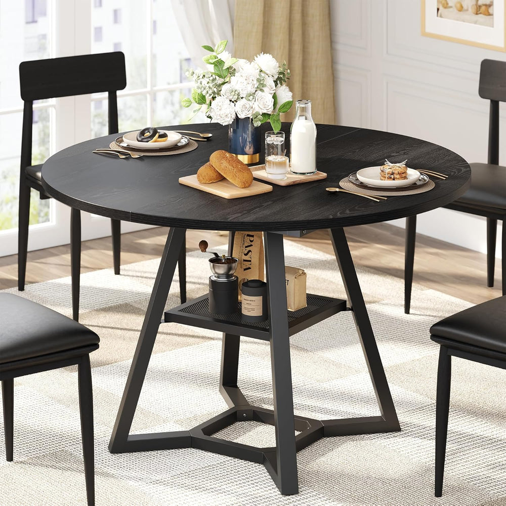 knoworld 47" Round Dining Table for 4, Kitchen Tables Dining Room Circle...