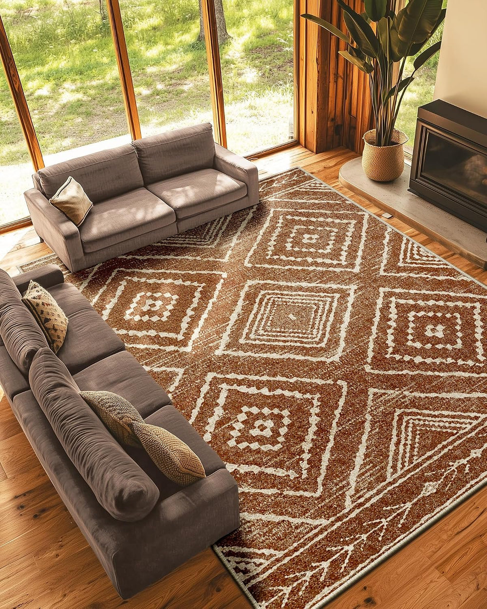 BESTSWEETIE Area Rug 9x12 Machine Washable Non-Slip Low Pile Print Pattern We...