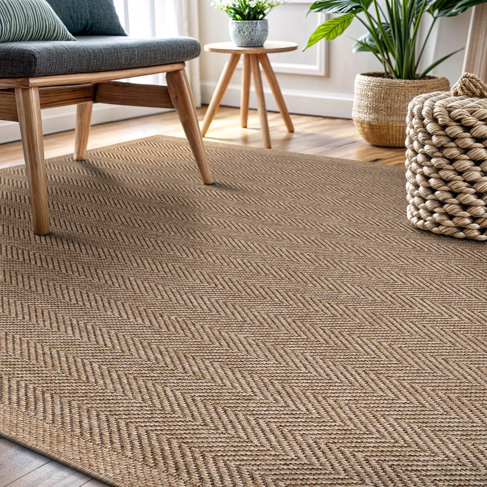 CAMILSON Easy Jute Rug 10x14, Indoor Outdoor Natural Color Fiber Area Rugs fo...