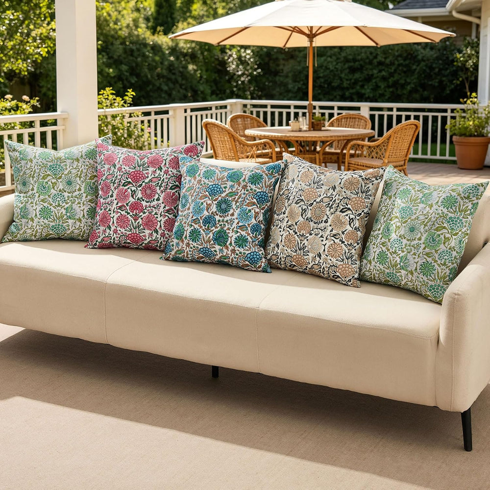 Outdoor Waterproof Pillow Covers 24x24 Brown Floral Outdoor Decor