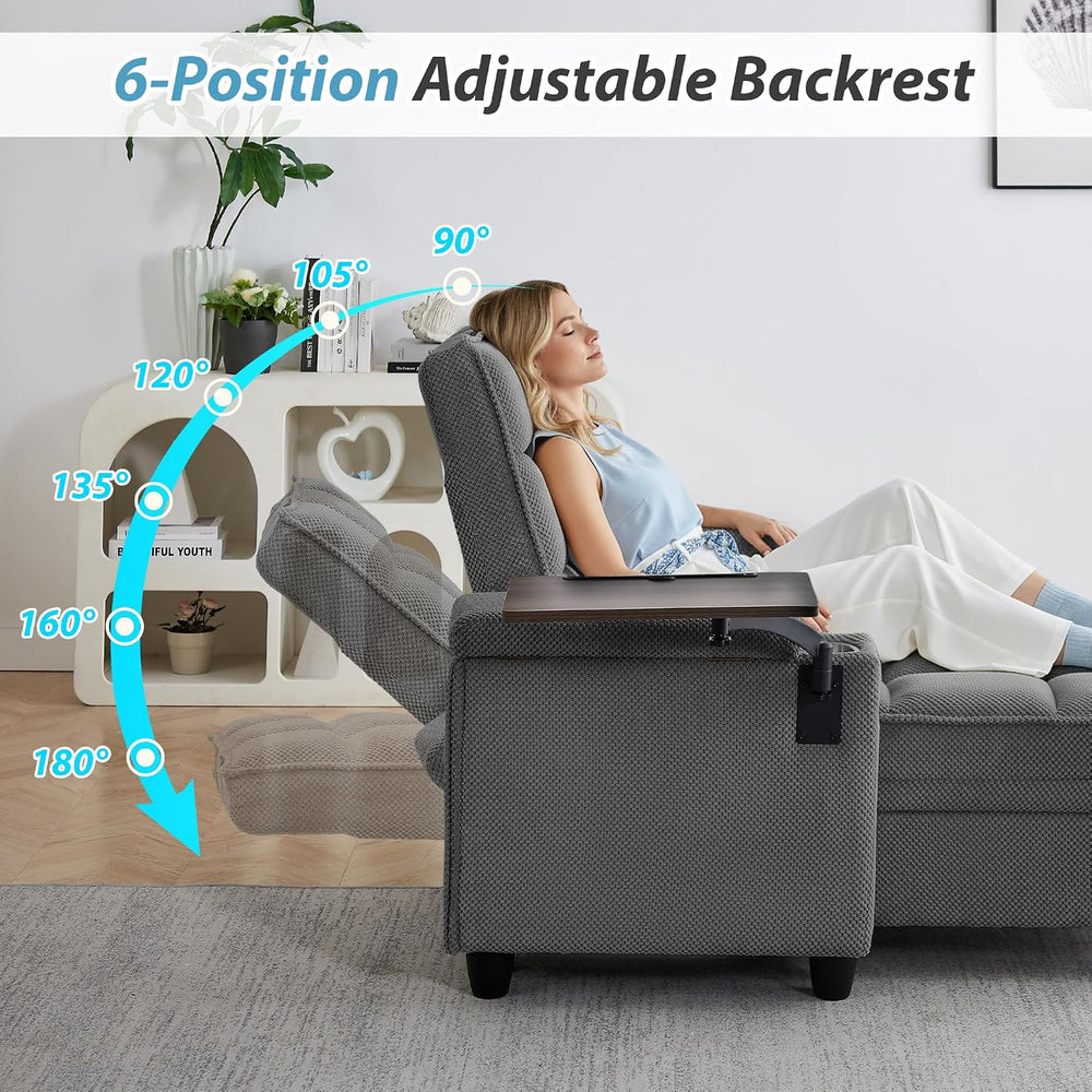 Eafurn Convertible Chaise Lounge Sleeper Chair with Storage and 6-Position Re...