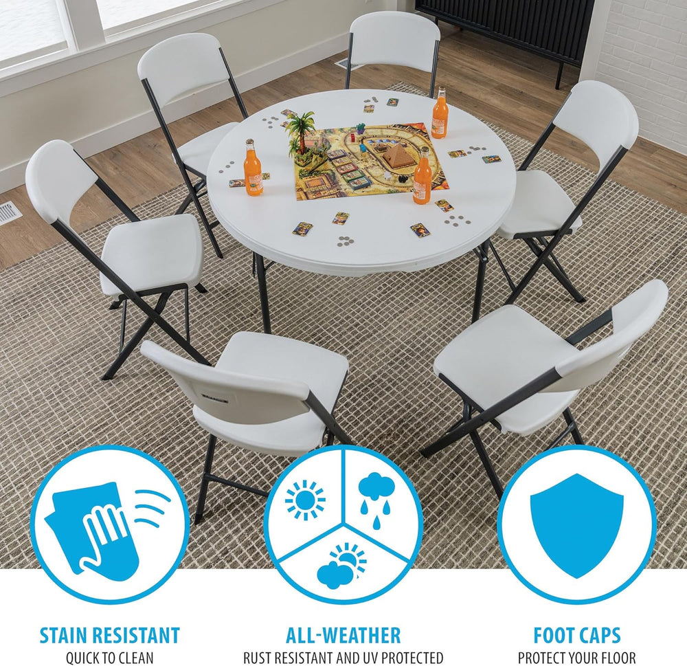 LIFETIME Nesting Round Table, 48-Inch, White Granite