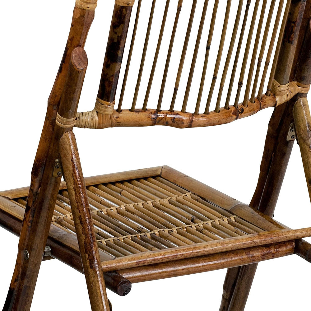 Flash Furniture Folding Bohemian Bamboo Chairs with Curved Backs, Modern Bamb...