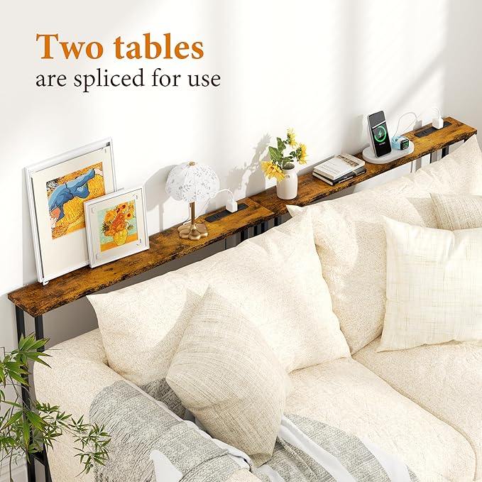 GRLEAF 39" Narrow Console Sofa Table with Built-in Power Strip (4 AC Out...