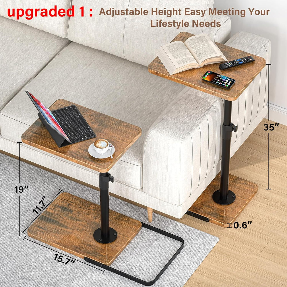 C Table End Table Adjustable Height, 360°Swivel TV Tray Table, Upgraded Metal...