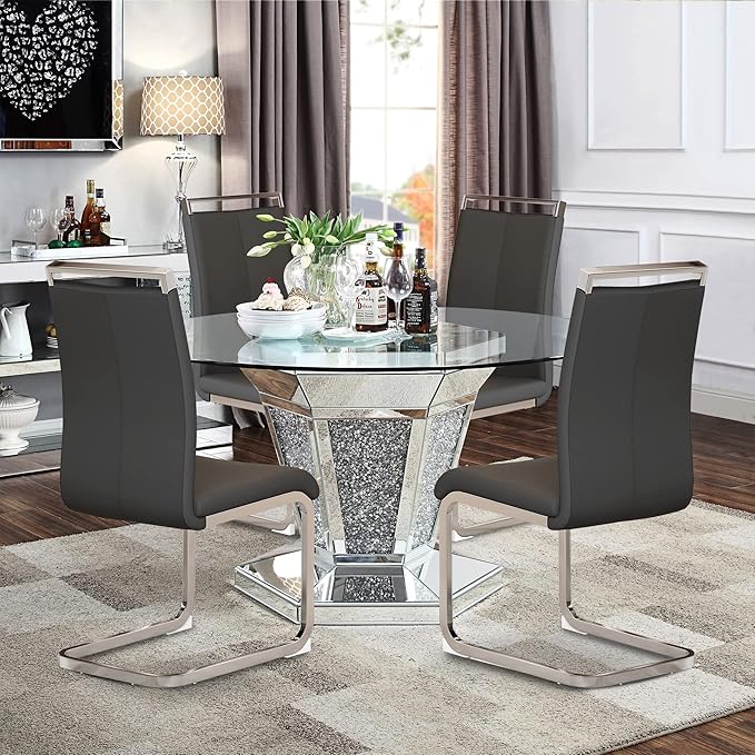 AZmac Modern Leather Dining Chairs Set of 4,Armless Kitchen Chairs,Dining Roo...