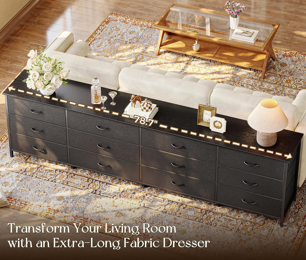 Huuger 78.7 Inch Long Dresser for Bedroom, 12 Drawer Dresser for Closet