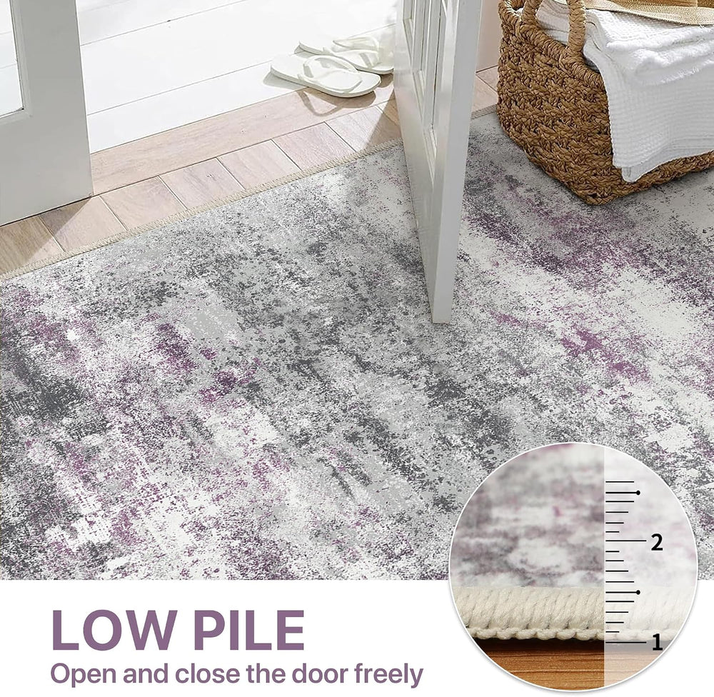 BEIMO 5x7 Area Rugs for Bedroom, Purple Grey Washable Abstract Non Slip Rug