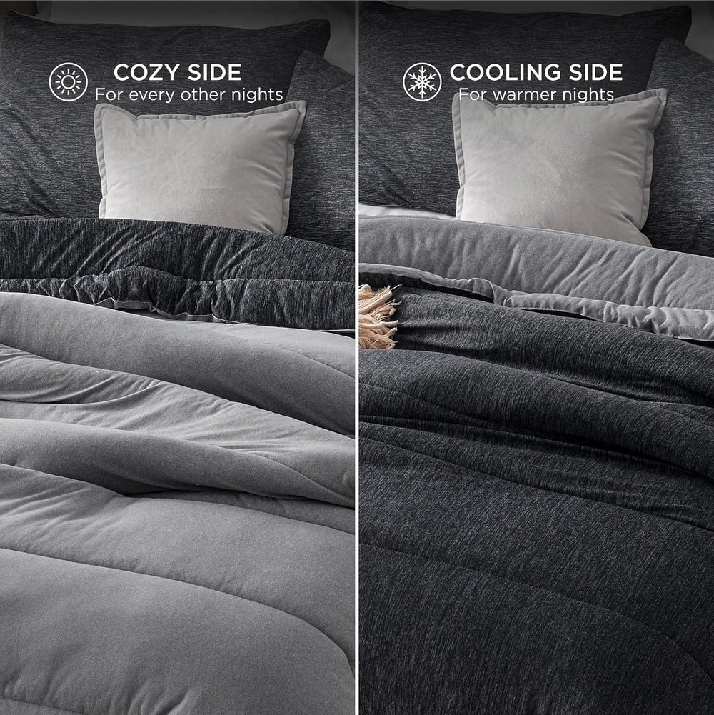 Bedsure Queen Size Comforter, All-Season & Cooling Bedding Set, Black