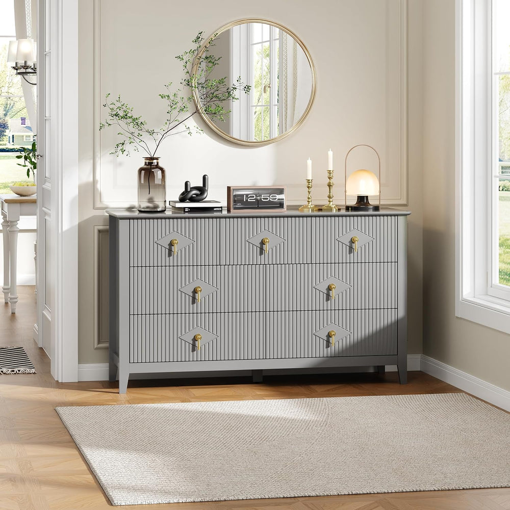 GarveeHome Fluted Dresser for Bedroom, Chest Organizer Unit with 7-Drawer