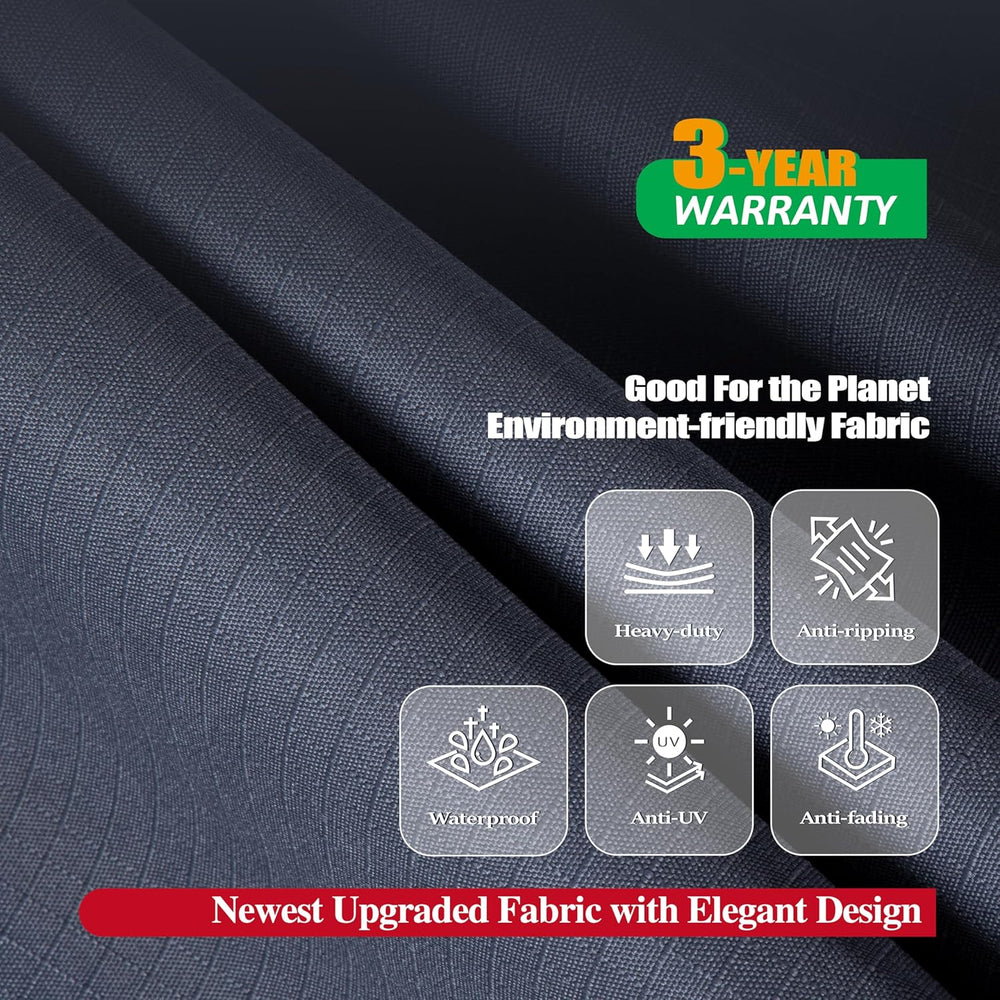 F&J Outdoors I Shape 3-Seater Patio Sofa Covers, Grey, 82"W x 39&quo...