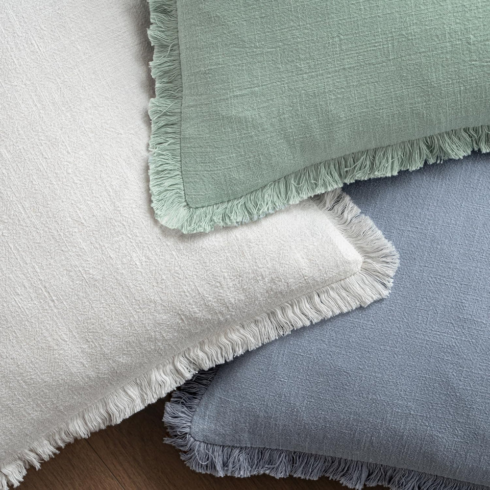 MIULEE Boho Linen Fringe Decorative Throw Pillow Covers Light Blue 20x20